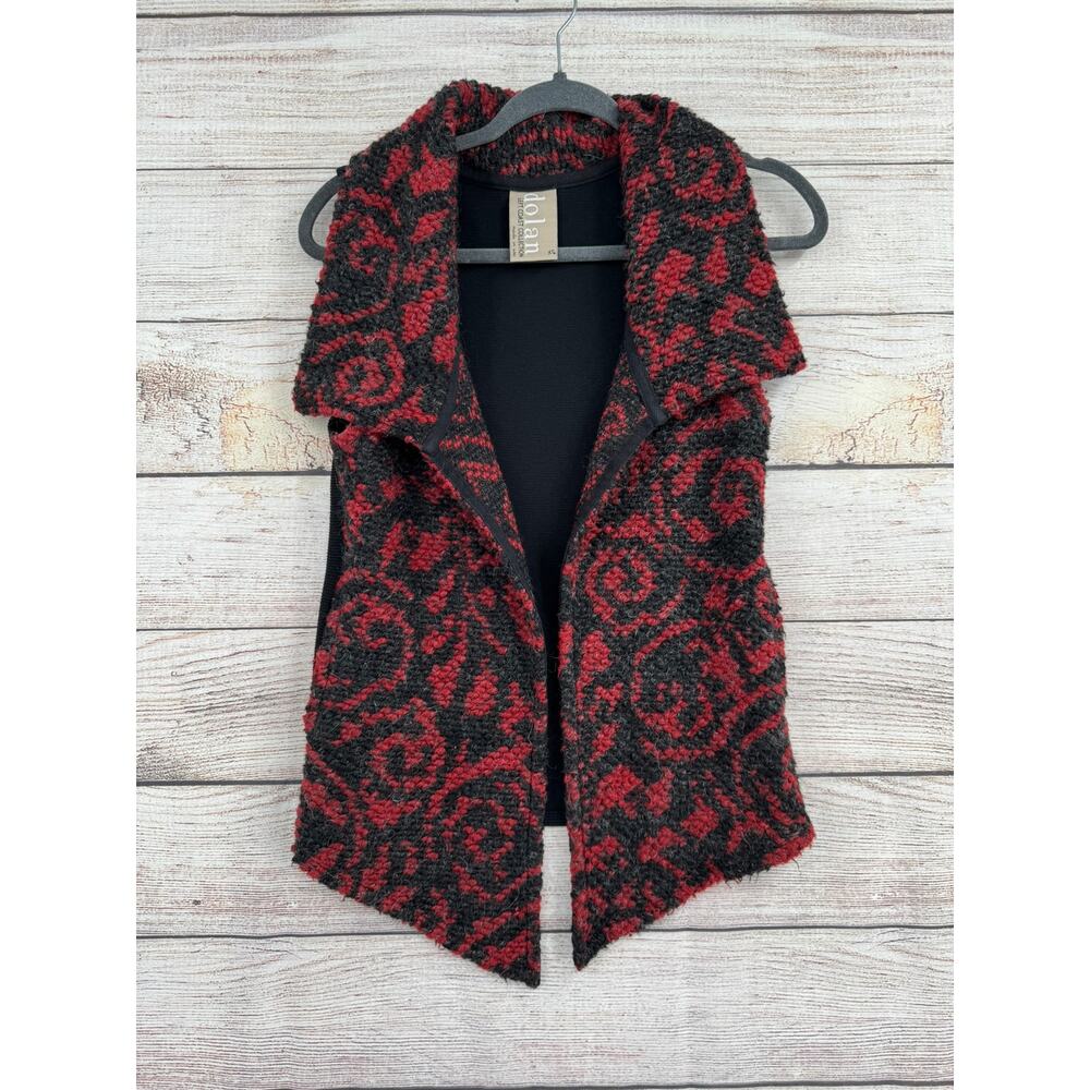 Dolan Anthropologie‎ Knit Sweater Vest Womens XS Red Black Open Front